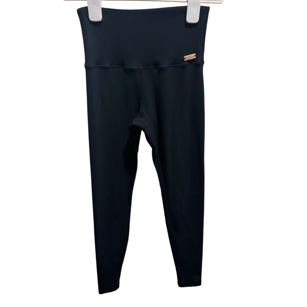 Burn Boot Camp Ribbed High Waist Leggings Black Athletic Workout  Size Small